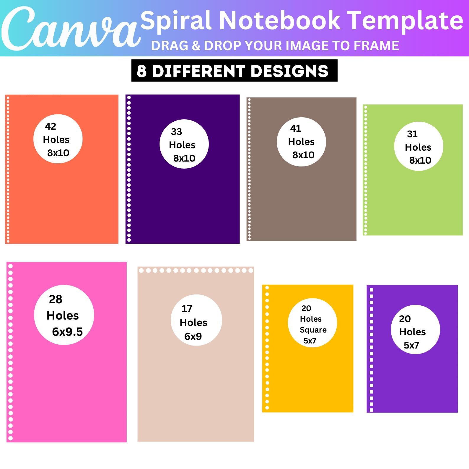 Spiral Notebook Cover Template, Back to School Canva Editable ...