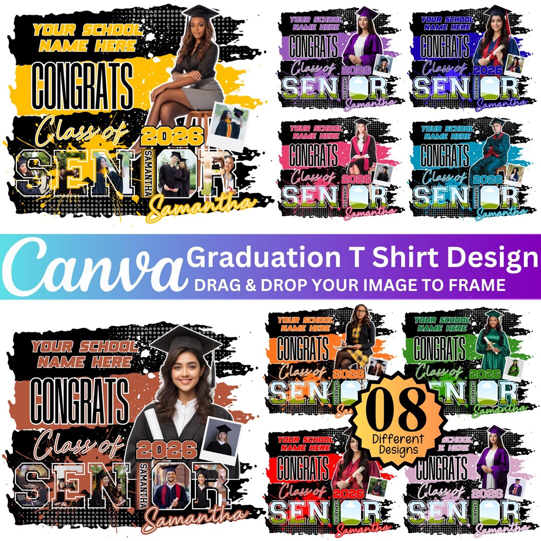 08 Graduation 2026 T Shirt Template, Senior Graduation Canva Editable ...