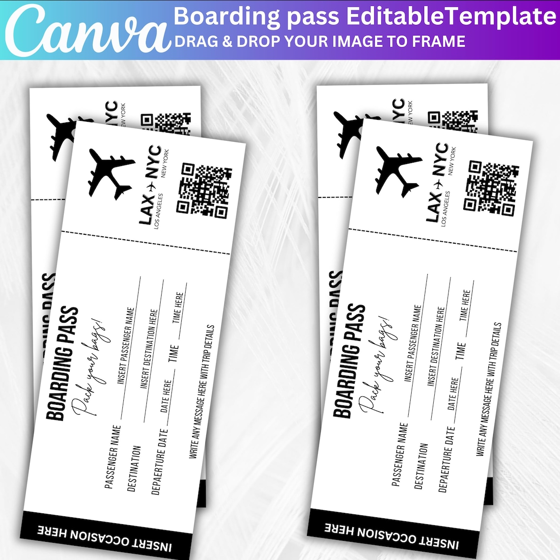 Editable Boarding Pass Template, Canva Editable Boarding Pass Surprise ...