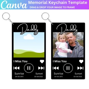 Plantilla editable de Canva de llavero conmemorativo, llavero de foto personalizado, llavero conmemorativo editable, llavero en memoria amorosa, regalo de simpatía