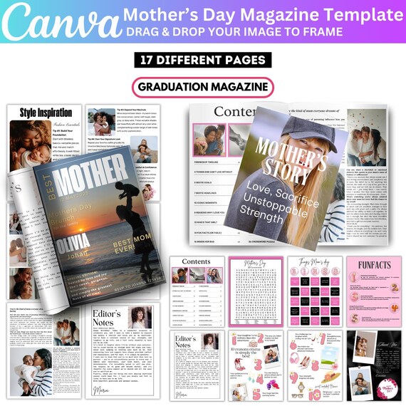 Mother's Day Magazine Canva Editable Template, Personalized Mom Gift, Vogue Magazine For Mothers Day, "Best Mom Ever" Magazine Cover Digital