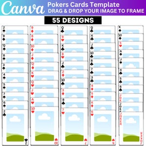 Modello modificabile per carte da poker su Canva, design per sublimazione di carte, modello per carte da gioco su Canva, carte collezionabili modificabili, modelli di carte da gioco vuote