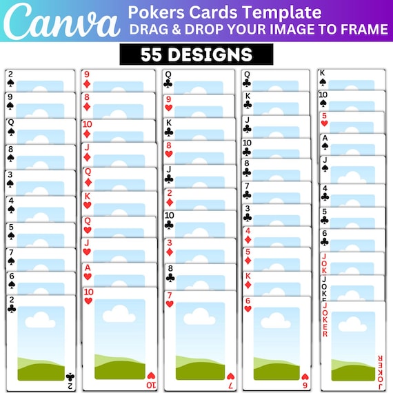 Poker Card Canva Editable Template, Card Sublimation Designs, Play Card Canva Template, Editable Trading Card, Blank Playing Cards Templates