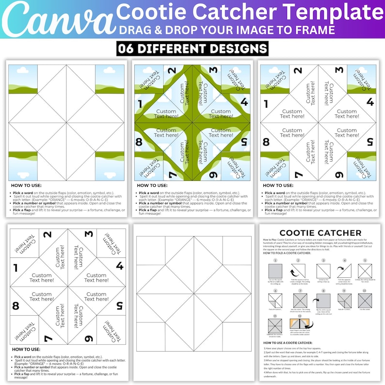 Cootie Catcher Template, Canva Editable Fortune Teller Design, DIY ...