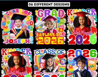 06 Kids Graduation Canva bearbeitbares Bundle, Klasse von 2026 Kids Abschlussvorlagen, Grad Fan Designs, Grundschule, Klasse von 2026