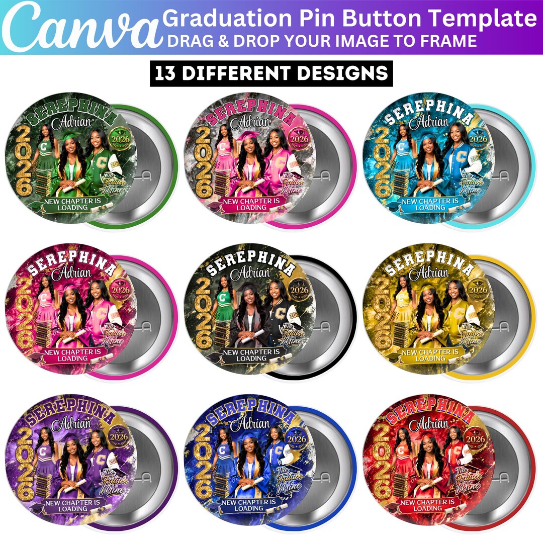 13 Graduation Pin Button Template, Canva Editable Congrats Grad Class ...