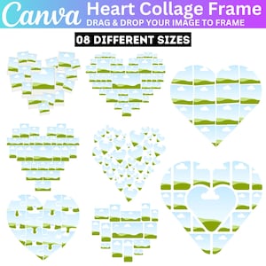 Canva Herz Foto Collage bearbeitbare Vorlage, Valentinstag Herz, Canva Liebesrahmen, Paar Geschenk, Romantische Liebe Collage