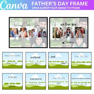 Daddy Canva Editable Frame Template, Papa Photo Frame, Daddy Photo Print, Fathers Day Gift, Grandpa Present, Editable Papa Photo Collage