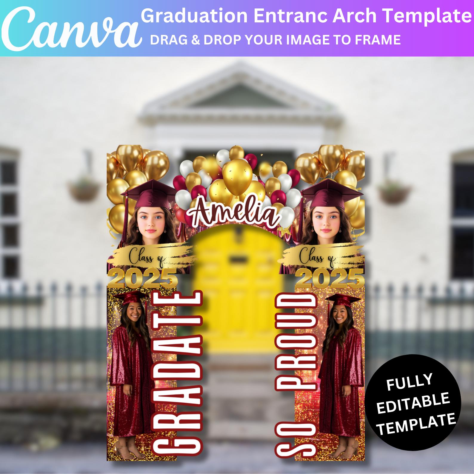 05 Graduation Entrance Arch Canva Template, Graduation Arch Editable ...