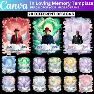 20 In Loving Memory T shirt Template, Canva Editable In Loving Memory Bundle, Memorial T Shirt, Funeral and Celebration of Life Canva Design