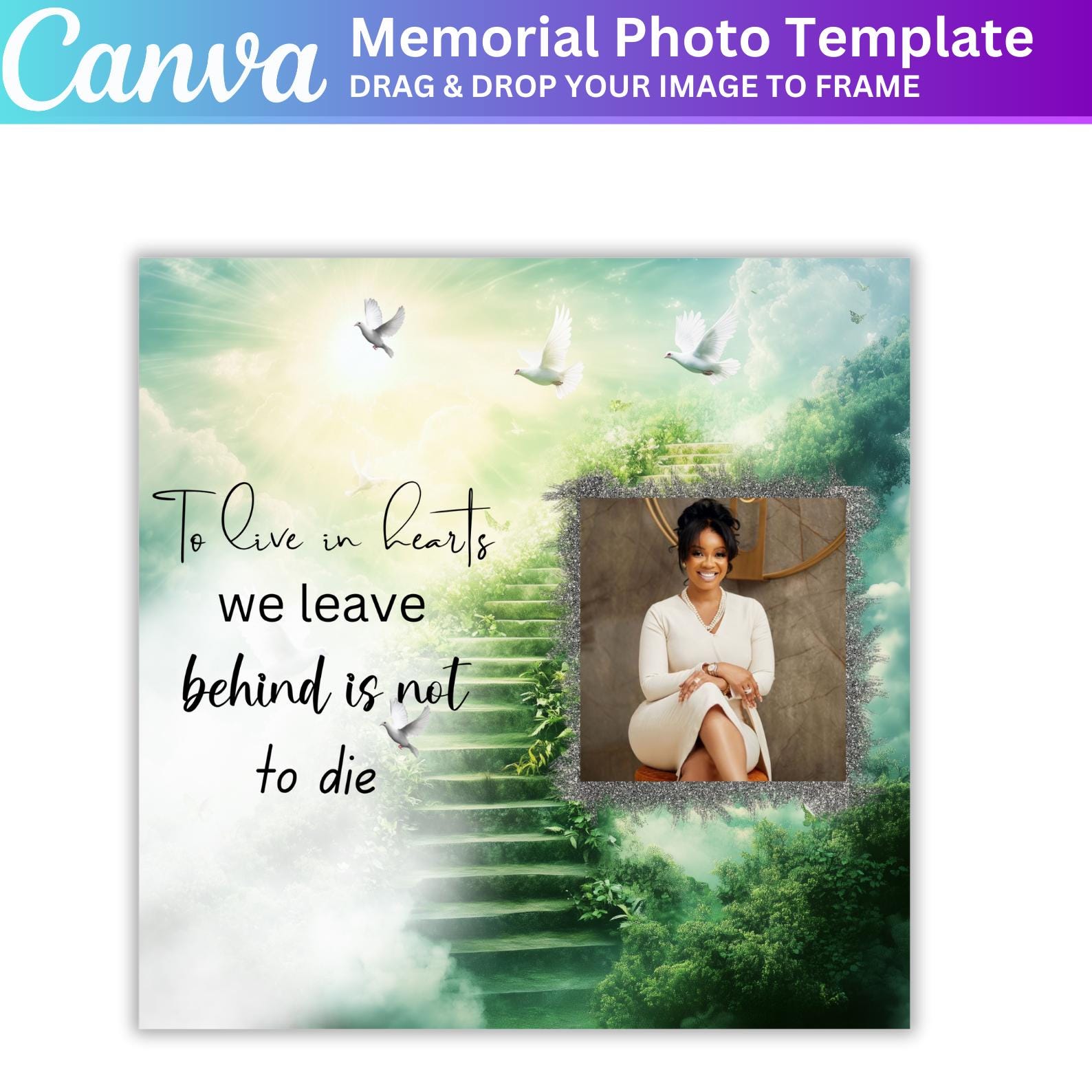 06 in Loving Memory Editable Canva Template Bundle, Memorial Photo ...