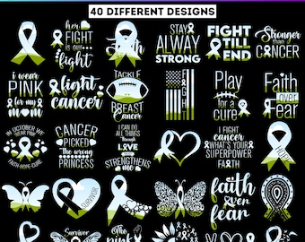 40 Canva Breast Cancer Ribbon Template, Canva Photo Template, Pink Ribbon Breast Awareness Canva Frames Bundle, Editable Ribbon Canva Frame