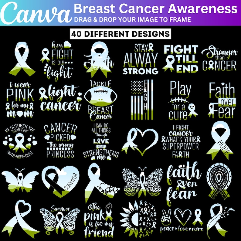 40 Canva Breast Cancer Ribbon Template, Canva Photo Template, Pink ...