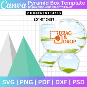 Paquete SVG de caja piramidal, plantilla de caja de regalo, caja de regalo de cumpleaños Svg Png, Canva editable, caja de favor de fiesta, caja piramidal para Cricut