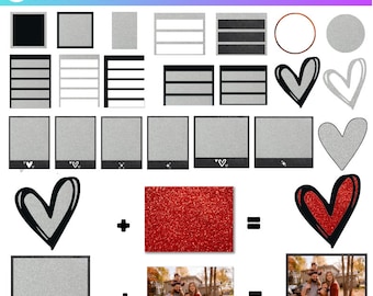 Può includere: Un grafico Canva Frame Template con vari design di cornici, tra cui cornici nere, argentate e bianche, insieme a forme di cuore e cerchio. Il testo "Canva Frame Template" e "DRAG & DROP YOUR IMAGE OR VIDEO TO FAME" sono visualizzati.