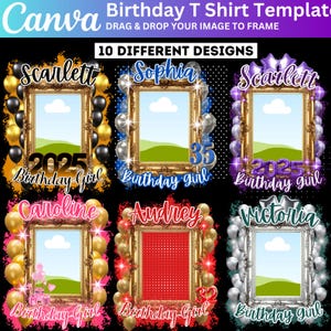 Editable Birthday TShirt Template, Editable Birthday T Shirt Canva, Birthday Styrofoam Cup Sublimation, Birthday Shirt with Photo Template