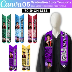 05 Abschluss Stola Canva bearbeitbare Vorlage, Abschluss Schärpe Sublimation 2024, Abschluss Stola Vorlage, personalisiertes Abschlussdesign