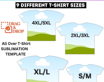 All Over T-Shirt Canva Editable Template Bundle, All Over Shirt Design, T-Shirt Template, T-Shirt Sublimation Blank, Canva Drag And Drop