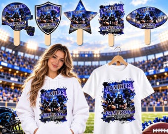 05 Blue Football Fan Paddle Templates, Canva Editable Football Fan Designs, Game Day T Shirt, Senior Night Fan Gear, Football Team Party