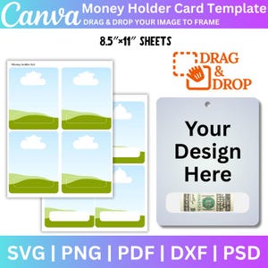 Modèle modifiable de porte-monnaie carte, porte-cartes cadeau argent, porte-monnaie Svg, toile glisser-déposer, carte de paiement svg, téléchargement numérique