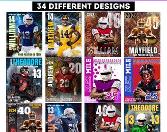 Football Poster Canva Editable Template, Sports Photography Templates, Senior Night Banners, Sports Poster Canva Template, Instant Download