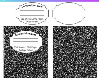 Composition Book Canva Template, Composition Book Cover Label, Composition Book Pattern, Notebook Label Template, Teacher Gift  Canva