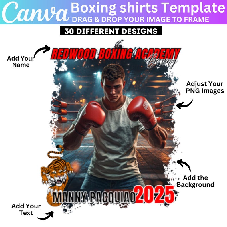 Boxing Editable Canva Template, Boxing Shirt Template, Custom Boxing ...