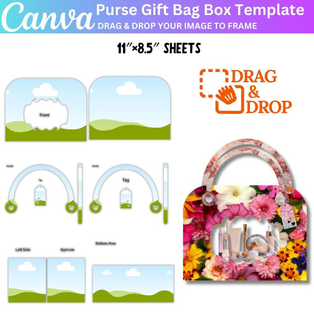 Mother's Day Purse Gift Bag Box Template, Canva Editable Trendy Fashion ...