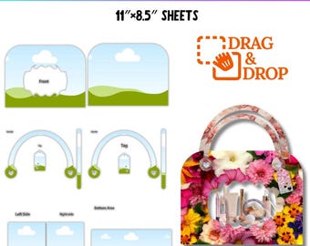 Mother's Day Purse Gift Bag Box Template, Canva Editable Trendy Fashion Purse Gift, Luxury Handbag Gift for Mom, Editable Special Event Bag