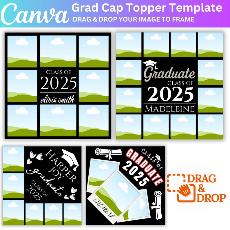 Custom Photo Graduation Topper Template, Graduation Cap Canva Designs ...