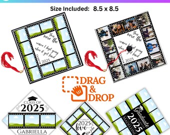 Custom Photo Graduation Topper Canva Editable Template, Graduation Cap Canva Designs,  Class of 2025, Memory Film Photo Strip, Grad 2025 DIY