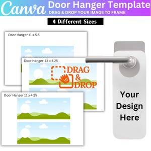 Door Hanger Canva Editable Template, Door Hanger Tag Template,Canva Design Fill your Own Image, Easy Drag And Drop, Editable Template