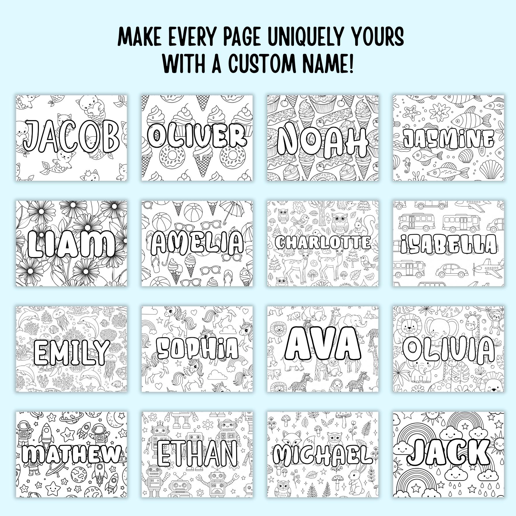 Color Page Name Rj 30 Custom Name Coloring Pages, Kids Activity Coloring Pages, 8.5x11 ...