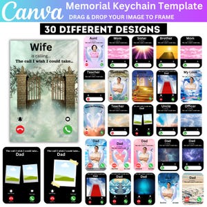 Memorial Keychain Canva Editable Template, Photo Keychain, In Loving Memory Keychain, Phone Call from Heaven, The Call I Wish I Could Make