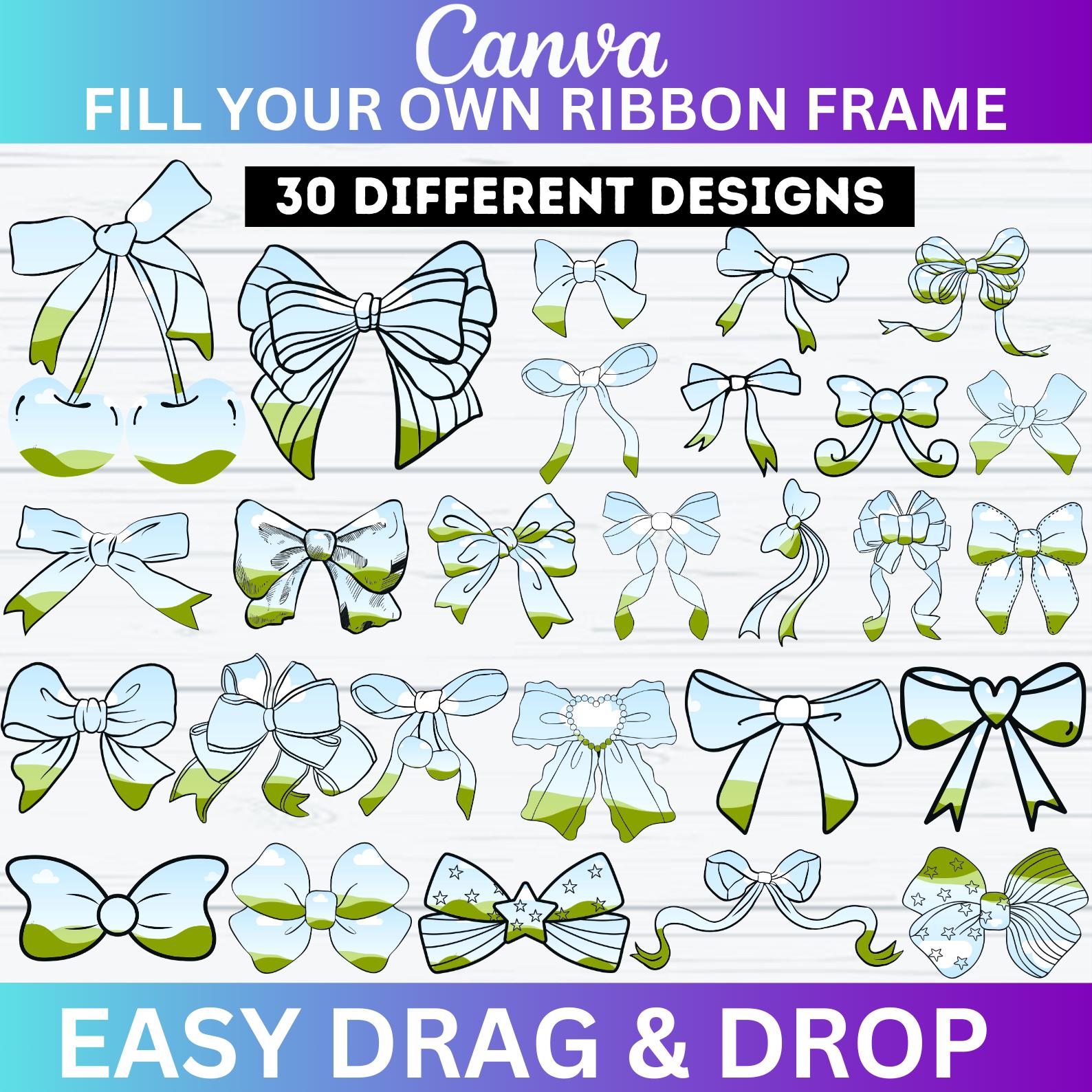 Coquette Bows Canva Editable Frame, Ribbon Bow Canva Frames, Design ...