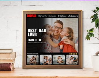 Dadflix Father day Canva Template 8 X 8 Inch, Happy Father’s Day Template, Dadflix Movie Photo Collage, Gift For Grandpa, Father's Day Gift