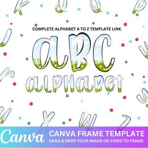 Editable Canva Frames Template, Fillable Canva Frame, Block Shadow Font, Canva Drag & Drop Photos Retro Letters, Font Canva Frames