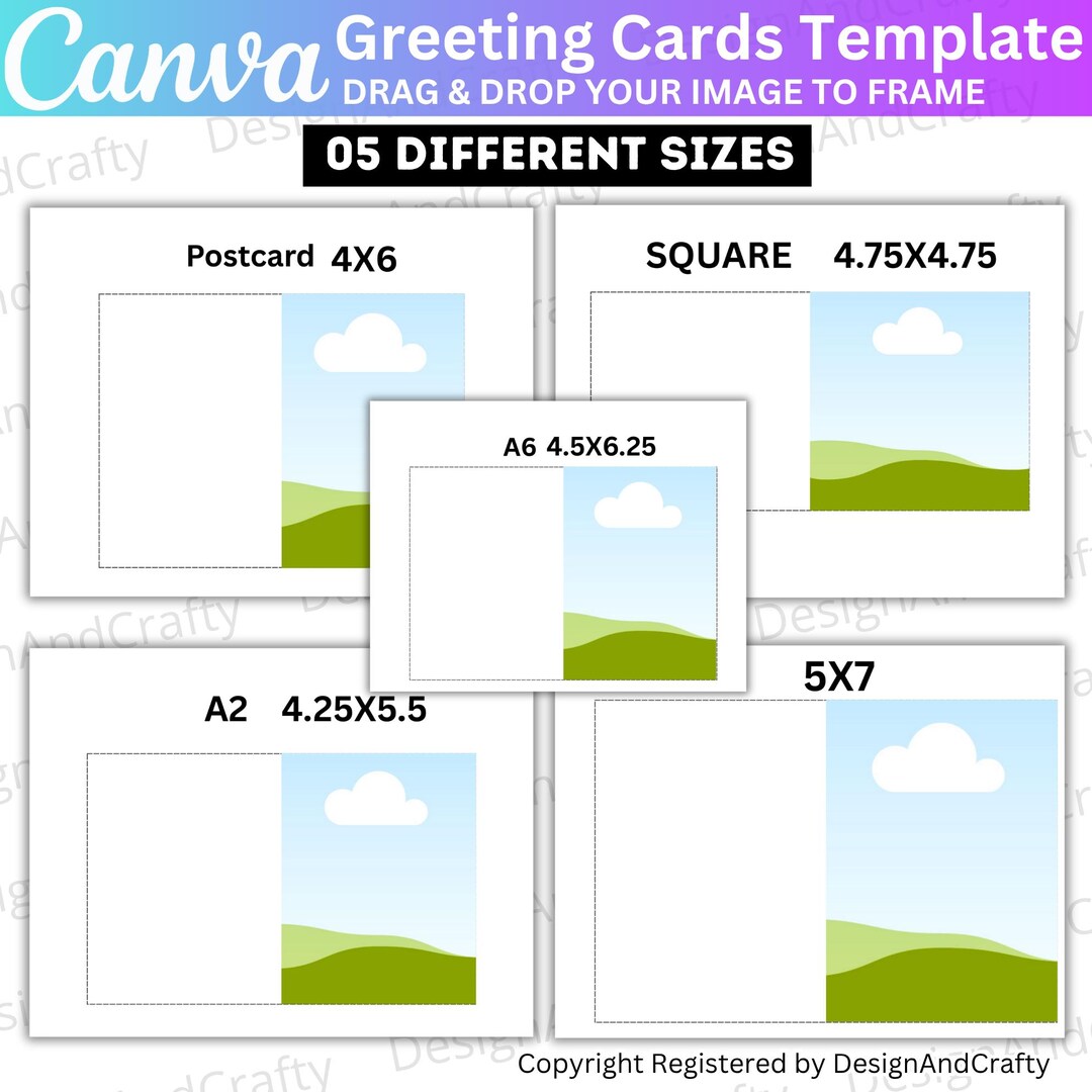 Greeting Card Canva Frame Template, Canva Editable Frame, Printable ...