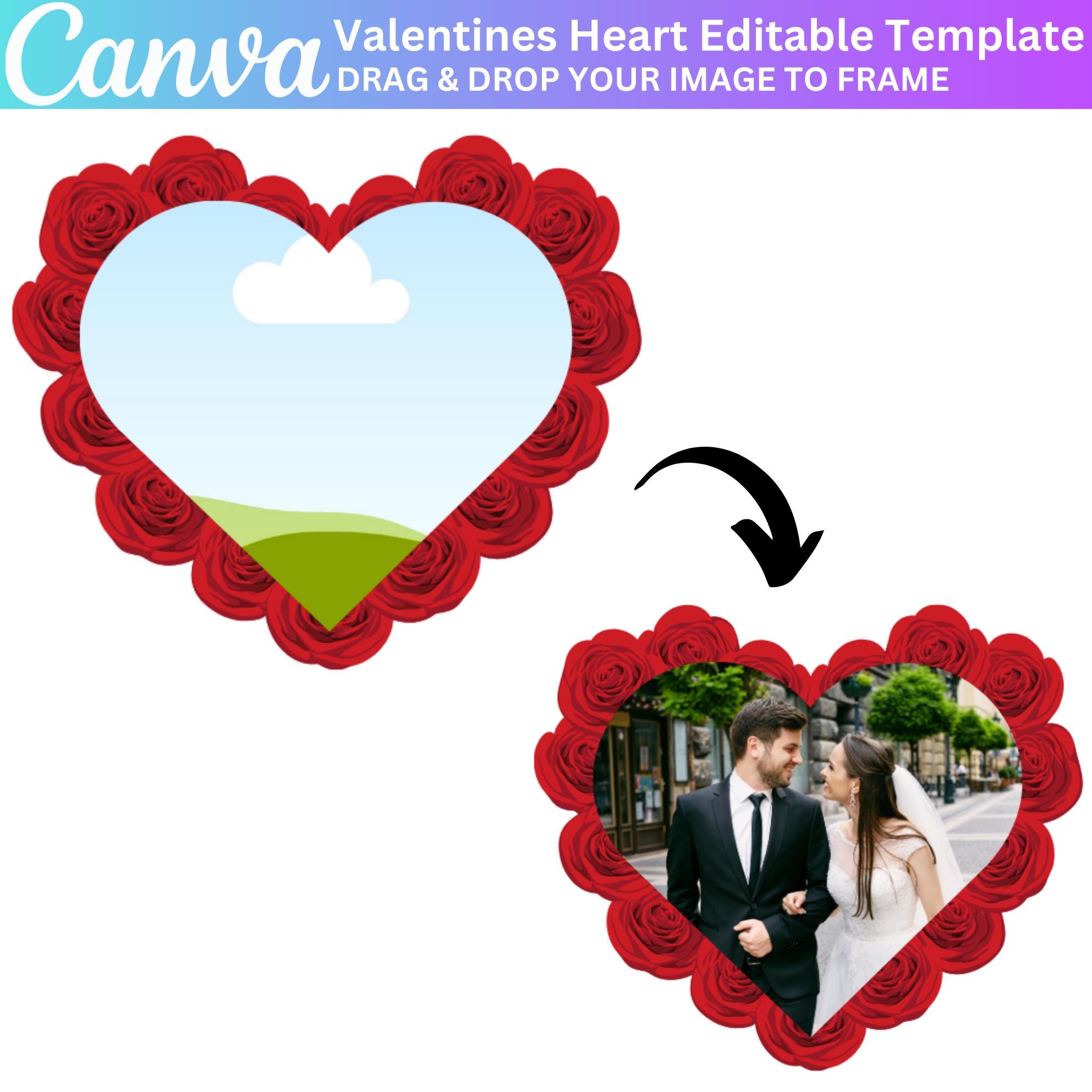 30 Valentines Day Heart Shape Canva Frame, Customizable Valentines ...