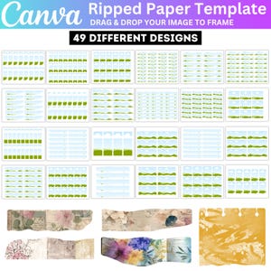 Ripped Paper Junk Journal Canva Editable Template, Drag and Drop Journal Frame, Junk Journal Kit Craft Supplies Digital Papered Junk Journal