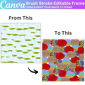 Fill Your Own Paint Splash, Bleach Effect Distressed Edge Canva Editable Frames Bundle, Canva Drag and Drop Photo Paint Splatter Canva Frame