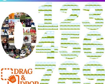 Sports Number Canva Editable Template, 0-9 Number Collage, Canva Photo Collage Frame, Number Photo Print, Easy Drag and Drop