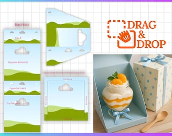 Cup Box Canva Editable Template, Gift Box Svg Png, Box Canva Template, Box For Birthday Gift, Gift Box Canva Template