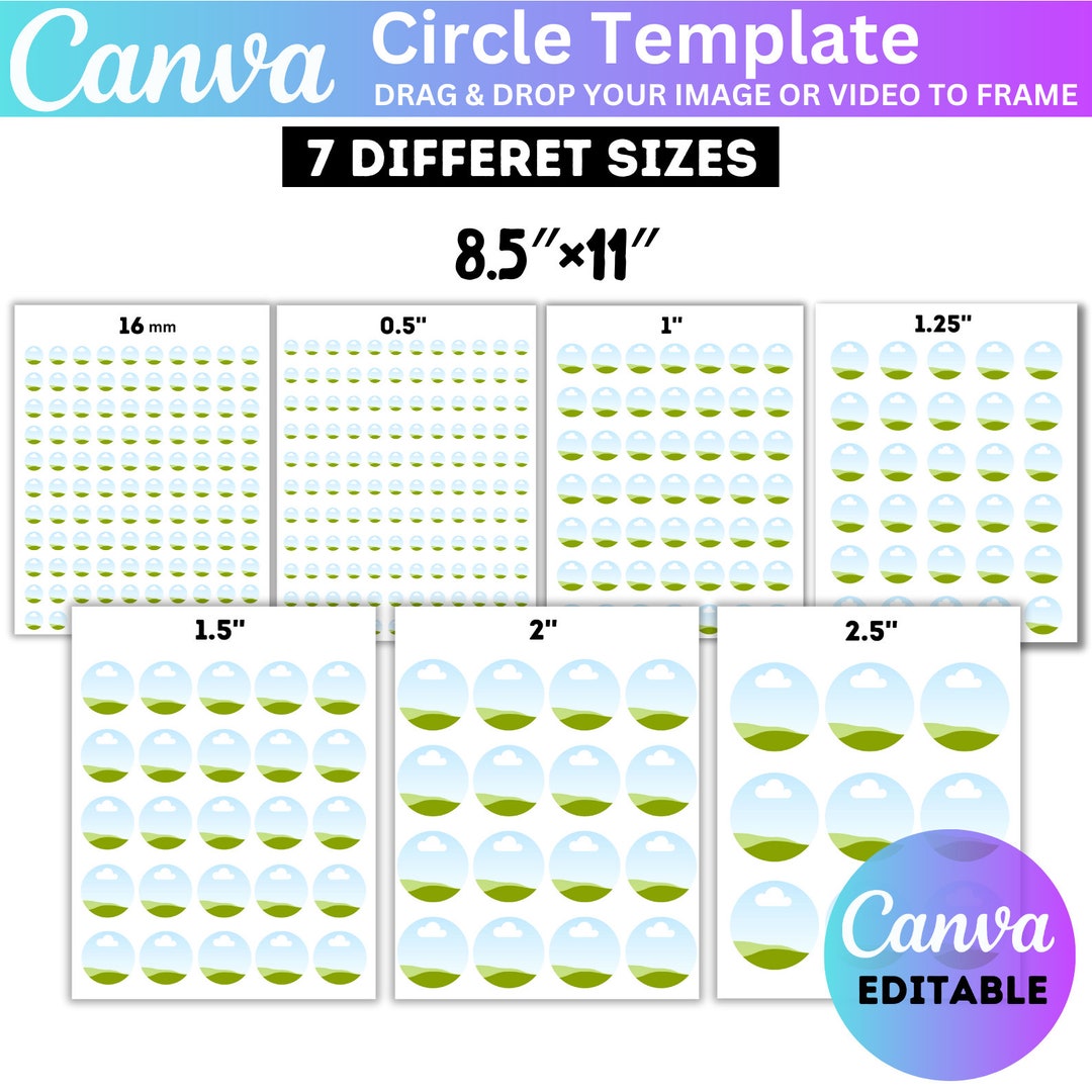 Circle Template Bundle, Multipurpose Labels Template, 8.5x11 Sheet ...