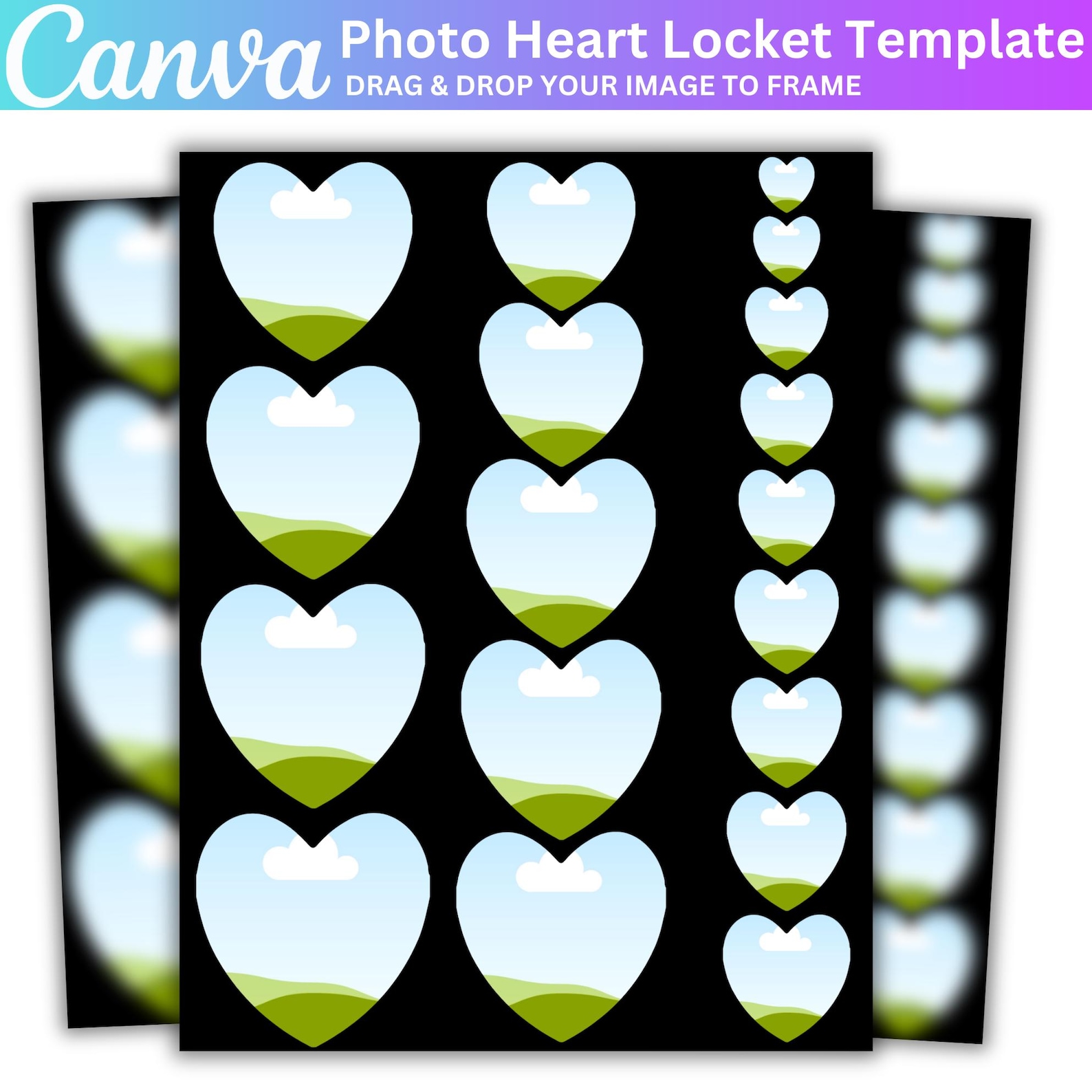 Photo Heart Locket Template, Custom Photo Heart Locket Template, Canva
