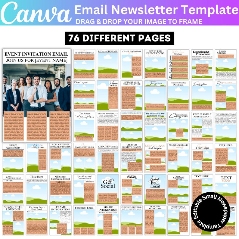 76 Newsletter Canva Editable Template, Small Business Own Newsletter ...