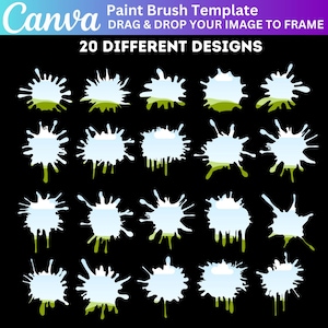 Bleach Effect Distressed Edge Canva Frames Template, Editable Paint Splash Frame, Photo Collage Sublimation Design, Canva Drag and Drop