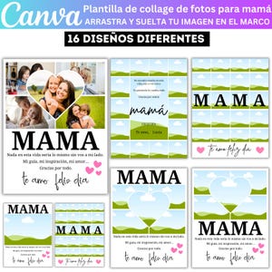Plantilla bearbeitbare Fotocollage für Mutter in Canva, romantische Regale und Personalisierung für den Tag der Madre, bearbeitbare Fotografie