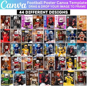 44 Football Poster Canva Editable Template, Poster Senior Night Banners, Sports Background & Digital Backdrop For Senior Sport, Digital File