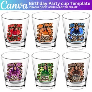 Birthday Party Styrofoam Cup Canva Designs Bundle, Birthday T Shirt Template, Fans, Stickers, Cheetah, Custom Cup Sticker Digital